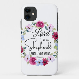 Funda Para iPhone 11 Salmo 23:1 El Señor es mi Biblia Floral Pastora
