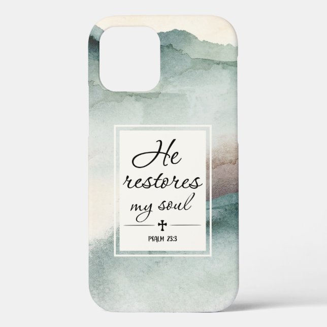 Funda De Case-Mate Para iPhone Salmo 23"4 Restaura Mi Cruz Del Alma (Reverso )