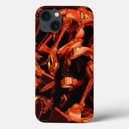 Funda Para iPhone 13 Salmón coral o oscuro destruido, fondo negro