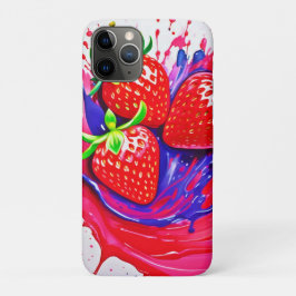 Funda Para iPhone 11 Pro Salpicadura de Fresa Vibrante