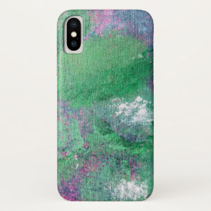 Funda Para iPhone X salpicadura de tiza abstracta verde