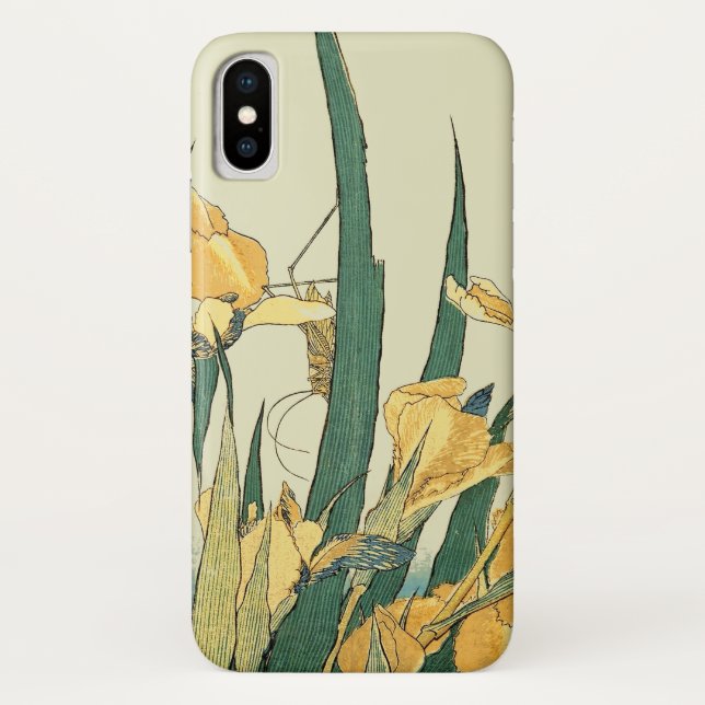 Funda De Case-Mate Para iPhone Saltamontes Hokusai y el iris Japón (Reverso)