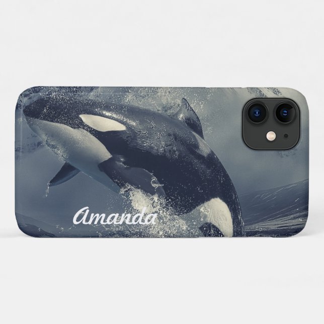 Funda De Case-Mate Para iPhone Salto de ballenas salvaje (Reverso (horizontal))