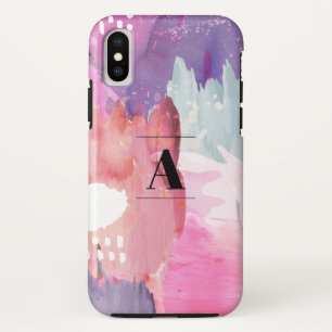 Funda Para iPhone X Saltos de broche de color de agua monograma
