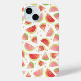 Funda Para iPhone 15 Saltos de sandía de verano y patrón de corazón de