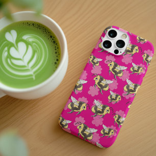 iPhone 13 Pro Max Salva las abejas en la funda rosa floral para ipho