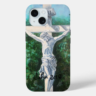 Funda Para iPhone 15 Salvador Christian John 3:16 Obra de arte original
