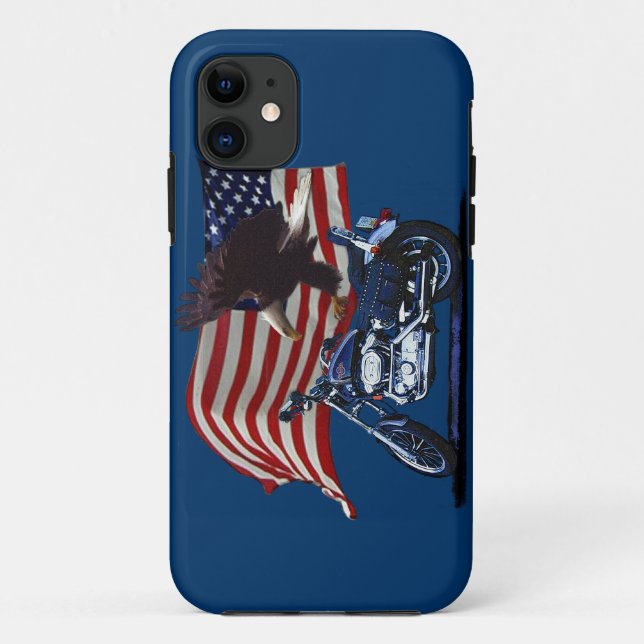 Funda De Case-Mate Para iPhone Salvaje y libre - Águila Patriótica, Moto y Bander (Reverso)