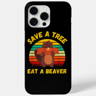 Funda Para iPhone 15 Pro Max Salvar un árbol comiendo un castor raro castor Pun