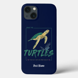 Funda Para iPhone 13 Salven a las tortugas para el chica que ama la tor