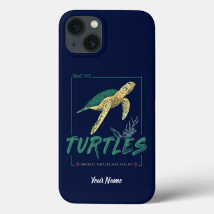 Funda Para iPhone 13 Salven a las tortugas para el chica que ama la tor