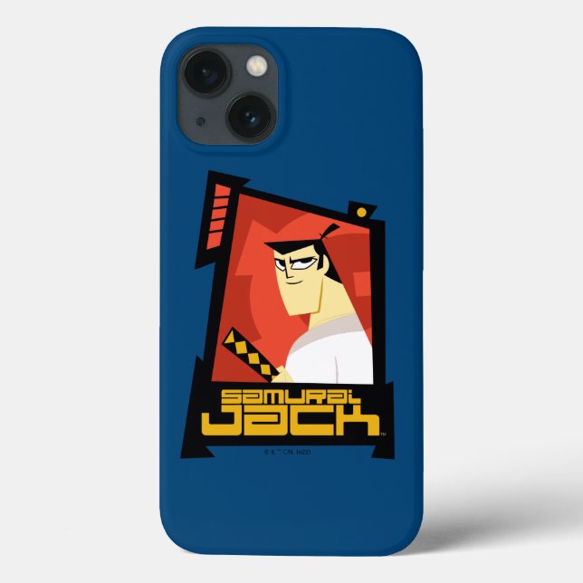 Funda De Case-Mate Para iPhone Samurai Jack sonriendo gráfico de marco futurista (Reverso)