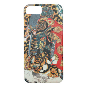 Funda Para iPhone 8/7 Samurai lucha contra un tigre, Kuniyoshi, Ukiyo-e
