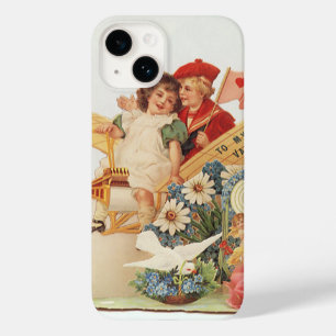 Funda Para iPhone 14 De Case-Mate San Valentín Victoriano Antiguo, Niños en Avión