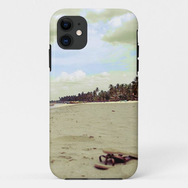 Funda De Case-Mate Para iPhone Sandalias en playa tropical (Reverso)