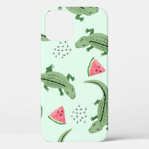 Funda Para iPhone 12 Sandía De Cocodrilos, Patrón De Vintage Resumen.