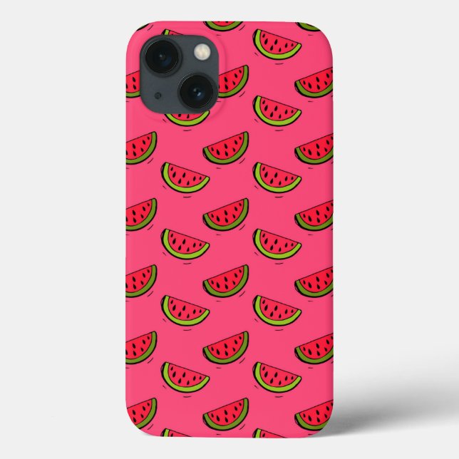 Funda De Case-Mate Para iPhone sandía de verano sobre patrón rosa (Reverso)
