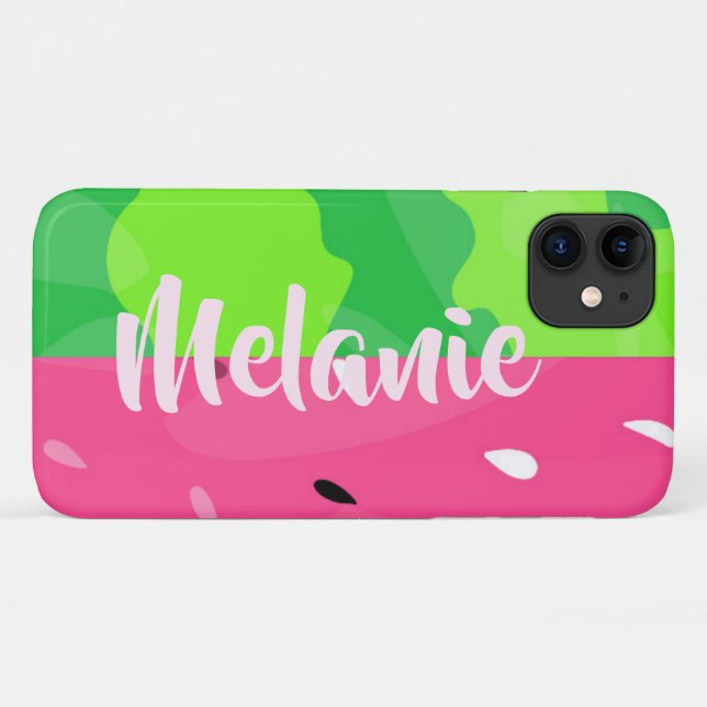 Funda De Case-Mate Para iPhone Sandía de verano verde rosa estilizada personaliza (Reverso (horizontal))