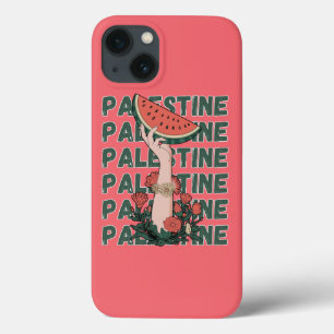 Funda Para iPhone 13 sandía, flores y texto palestino Repetir
