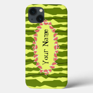 Funda Para iPhone 13 Sandía Franja ovalada 'Nombre' horizontal