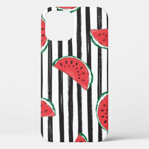 Funda Para iPhone 12 sandía rayada, patrón inoxidable vintage.