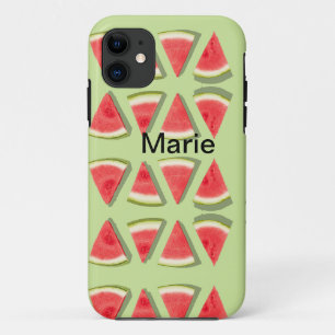 Funda Para iPhone 11 Sandía rosa simple agregar nombre mínimo personali