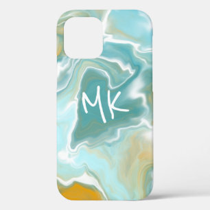 Funda Para iPhone 12 Pro Sandy Brown Ocean Blue Marble Fluid Art