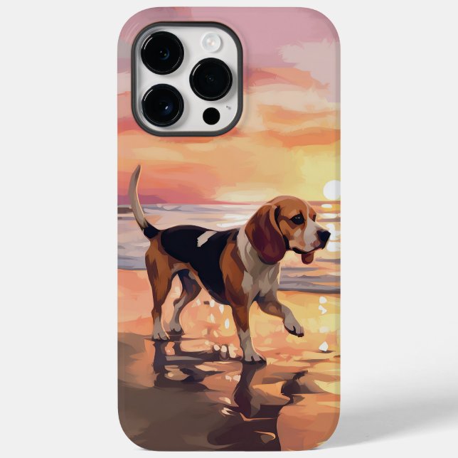 Funda De Case-Mate Para iPhone Sandy Paws Beagle Dog en Beach Sunset (Reverso )