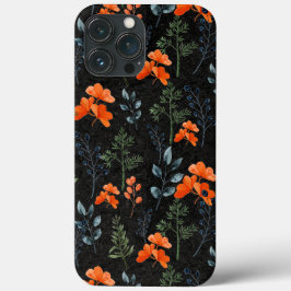 Funda Para iPhone 13 Pro Max Sangre de la rama verde floral del Naranja Botánic