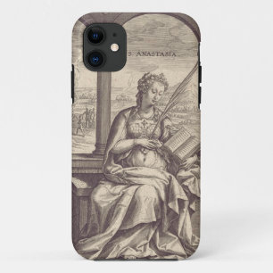 Funda Para iPhone 11 Santa Anastasia la Libertadora Arte en Blanco y Ne
