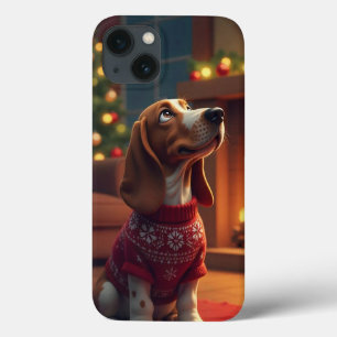 Funda Para iPhone 13 🎄 Santa Beagle Alegría Navideña ✨ Perro de Navida
