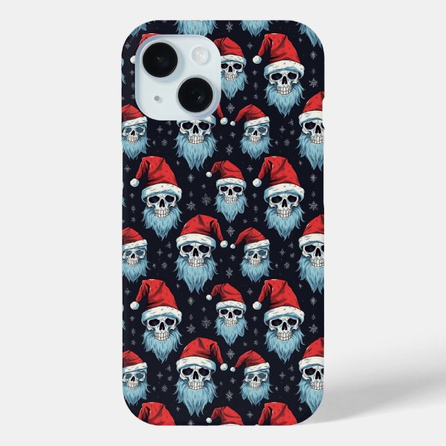 Funda De Case-Mate Para iPhone Santa Calavera Patrón Gótico de Navidad Barba Azul (Reverso )