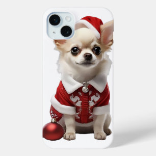 Funda Para iPhone 15 Mini Santa Chihuahua Lindo