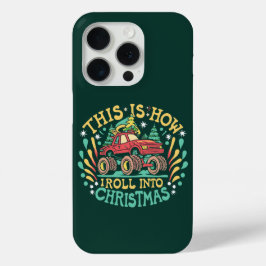 Funda Para iPhone 15 Pro Santa Claus Camión Monstruo Chicos Navidad Navidad