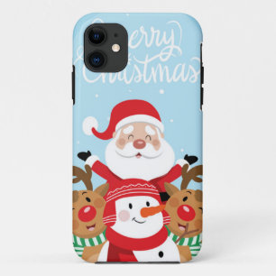 Funda Para iPhone 11 Santa Claus, ciervo y snowman