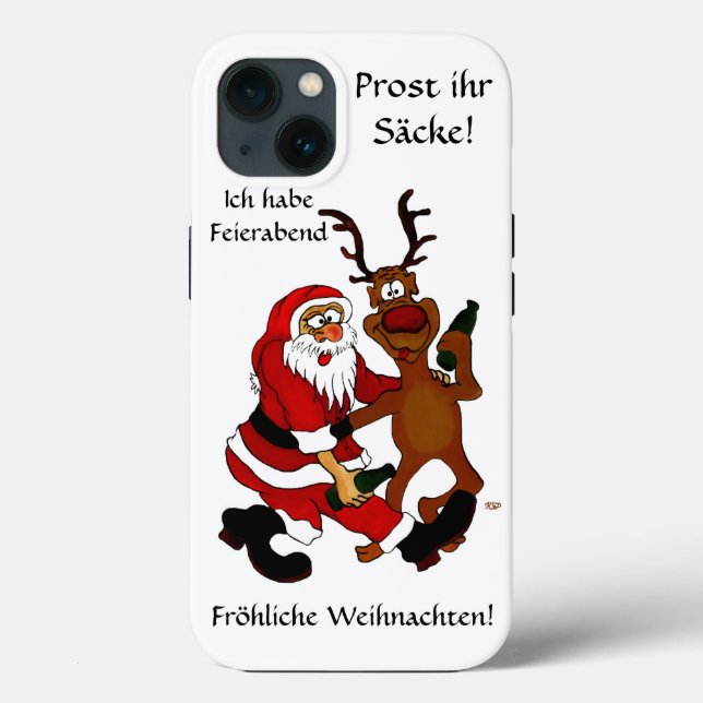 Funda De Case-Mate Para iPhone Santa Claus con alce (Reverso )