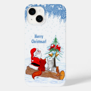 Funda Para iPhone 14 De Case-Mate Santa Claus con Fox de Conejo y Squirrel