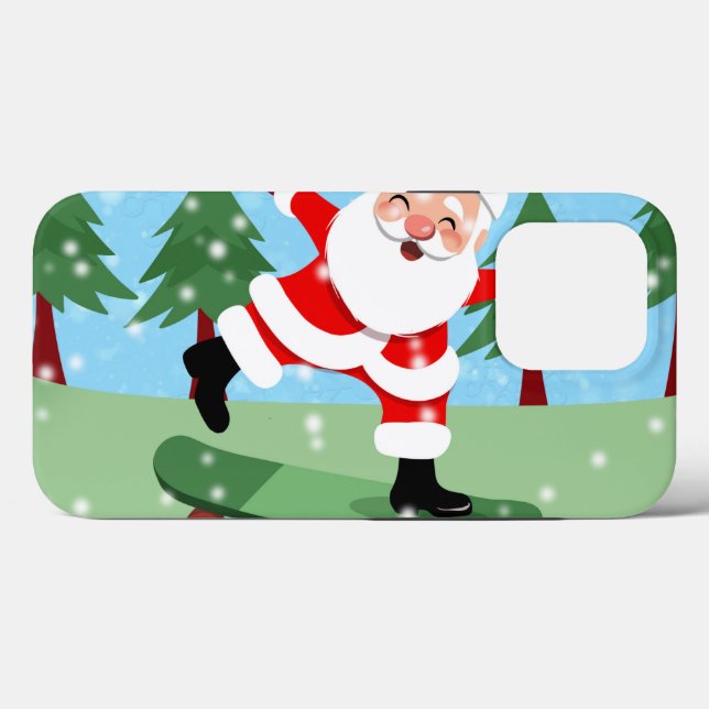 Funda De Case-Mate Para iPhone Santa claus en patineta (Reverso (Horizontal))