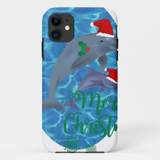 Funda De Case-Mate Para iPhone santa claus merry christmas delfines (Reverso)