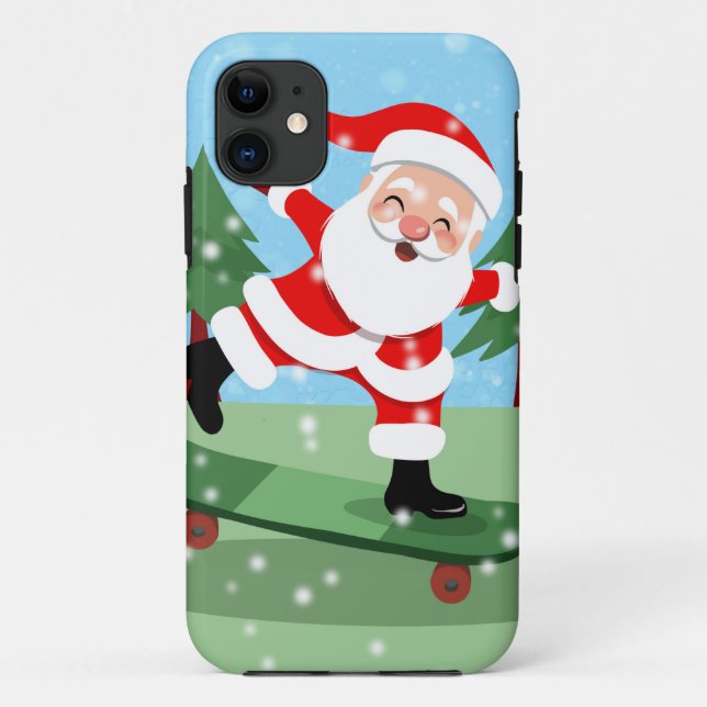Funda De Case-Mate Para iPhone Santa claus on skateboard (Reverso)