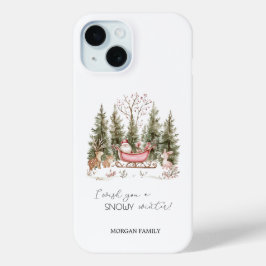 Funda Para iPhone 15 Santa Claus, Sleigh, presenta Navidades forestales