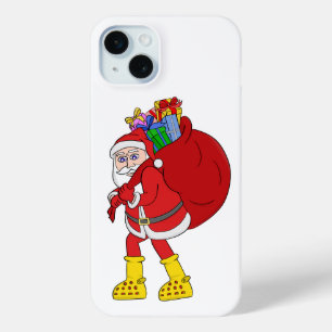 Funda Para iPhone 15 Mini Santa Claus viste grandes botes amarillos