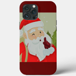Funda Para iPhone 13 Pro Max Santa Claus Y Copos De Nieve