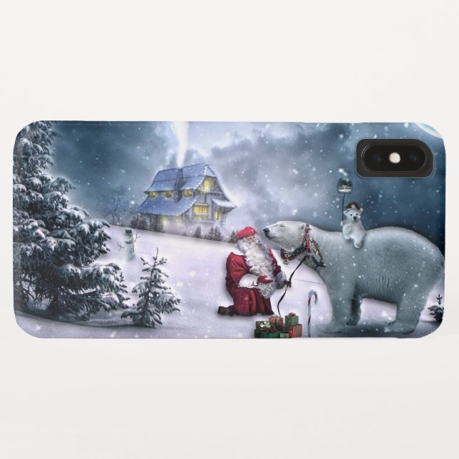 Funda De Case-Mate Para iPhone Santa Claus y el oso polar (Reverso (horizontal))