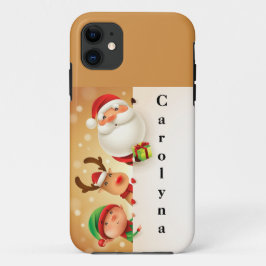 Funda Para iPhone 11 Santa, Elf y reno impresos Personalizados