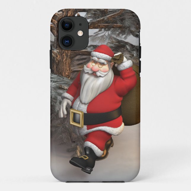 Funda De Case-Mate Para iPhone Santa en el bosque (Reverso)