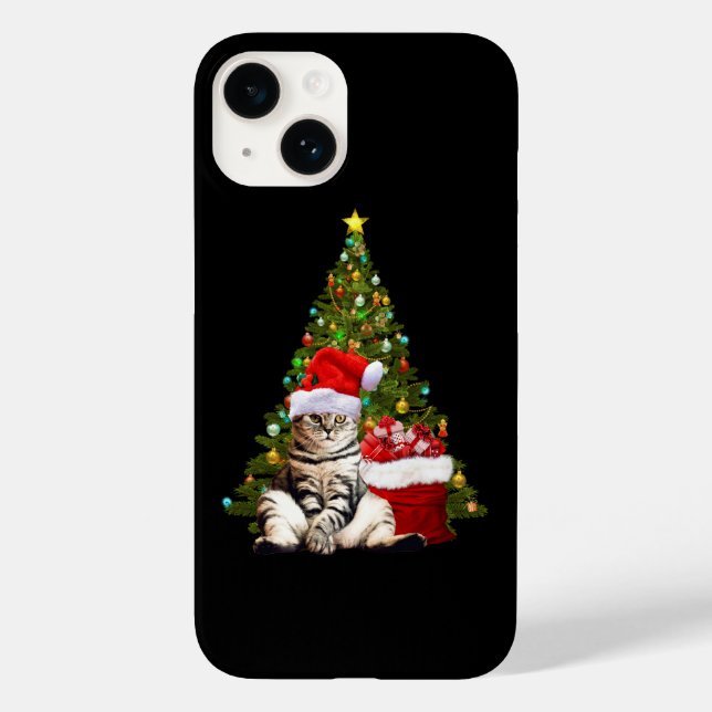 Funda De Case-Mate Para iPhone Santa Gato (Reverso )