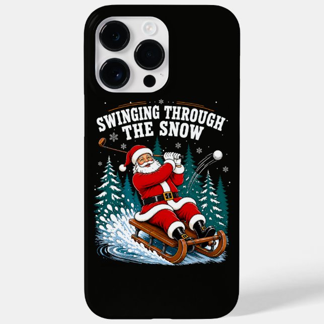 Funda De Case-Mate Para iPhone Santa jugando golf Feliz Navidad golfista (Reverso)