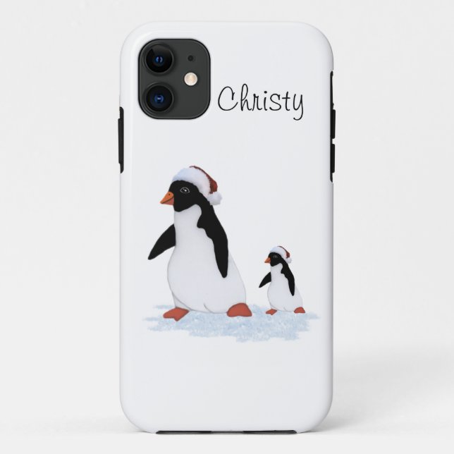 Funda De Case-Mate Para iPhone Santa Pingüinos (Reverso)