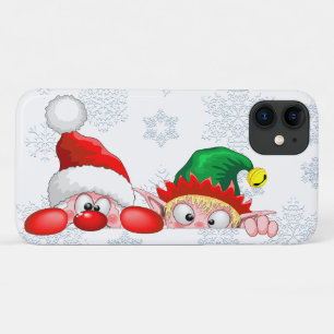 Funda Para iPhone 11 Santa y elfo Personajes divertidos y adorables mir